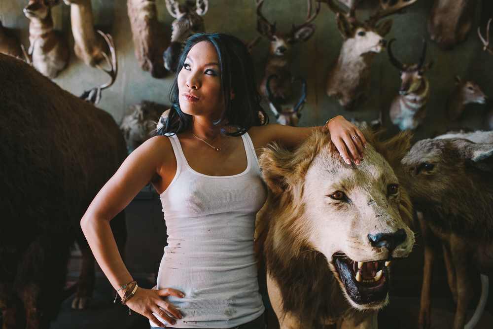 taxidermy, asa akira, porn star asa akira, bischoff's taxidermy, AVN, Asa Akira with lion