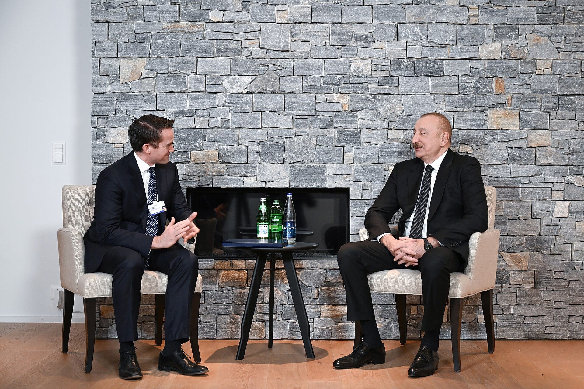Connor Teskey, president of Brookfield Asset Management and chief executive of Brookfield Renewable, meets Azerbaijan's President Ilham Aliyev at the World Economic Forum in Davos in January 2026