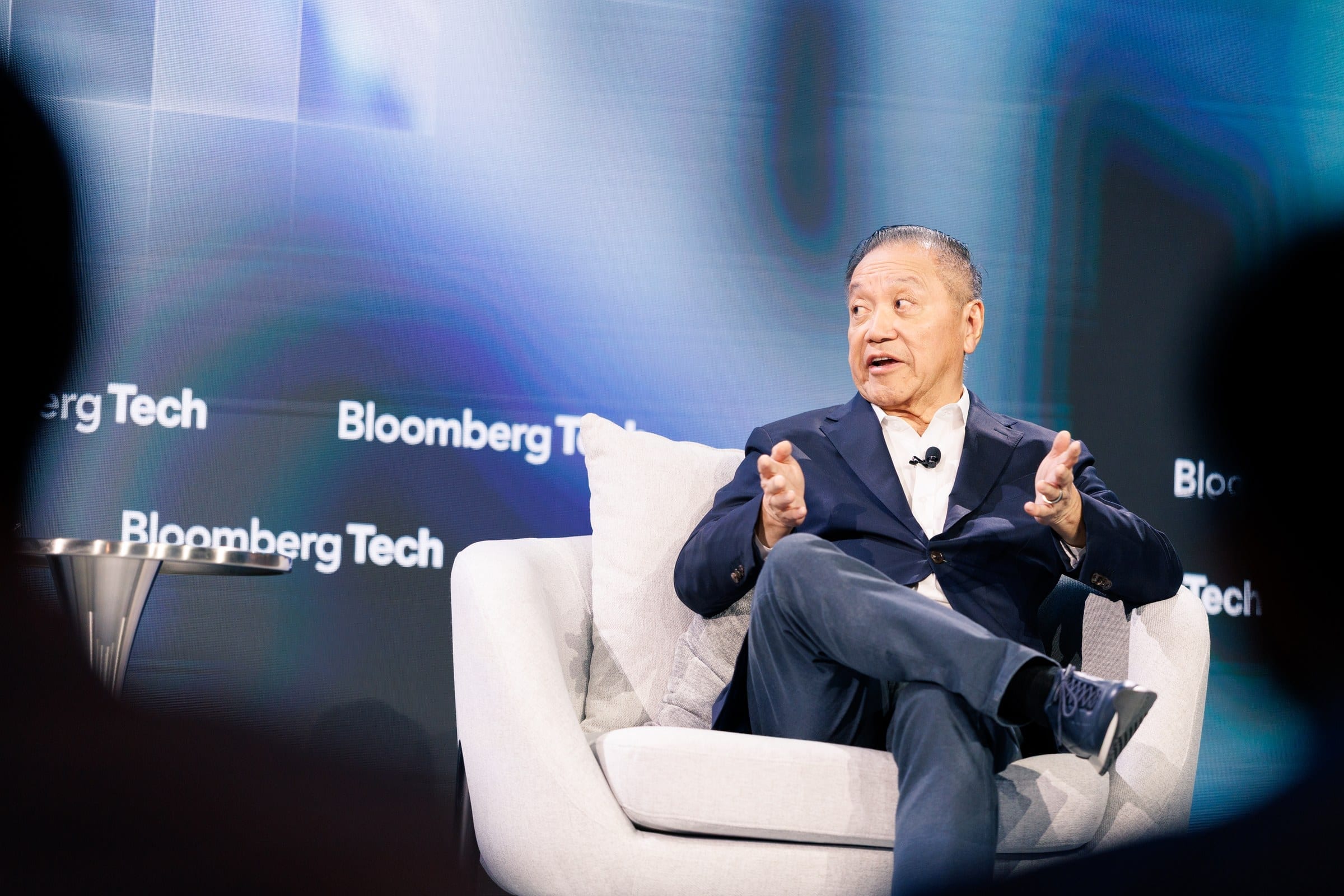 Broadcom chief executive Hock Tan speaking on stage at the Bloomberg Tech event in 2026