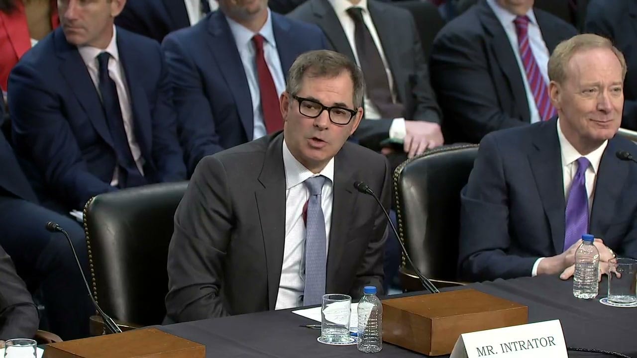 Michael Intrator, co-founder and chief executive of CoreWeave, speaking at the Senate Commerce Committee's AI hearing