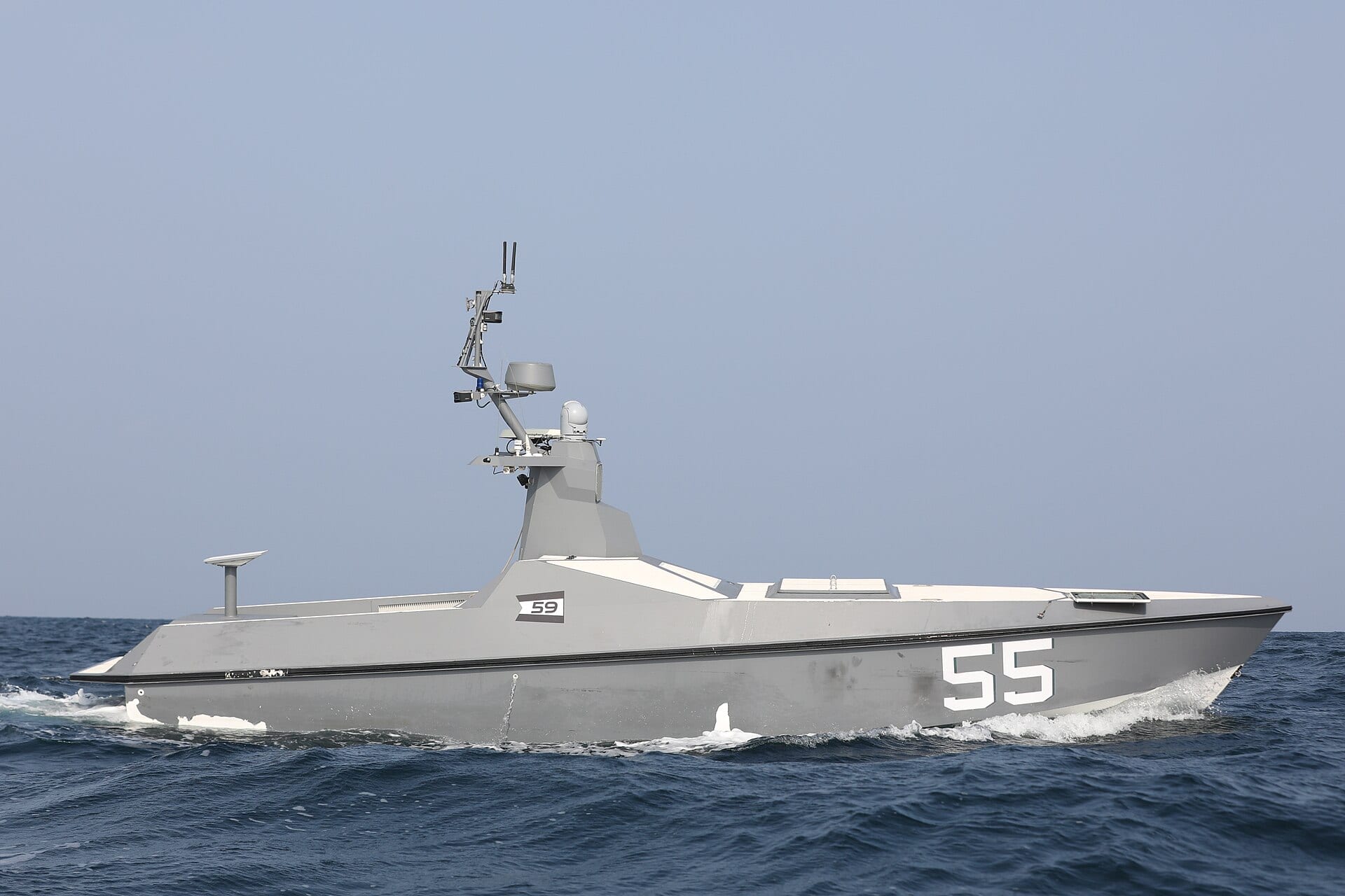 An unmanned surface vessel attached to Task Force 59 transits the Arabian Gulf