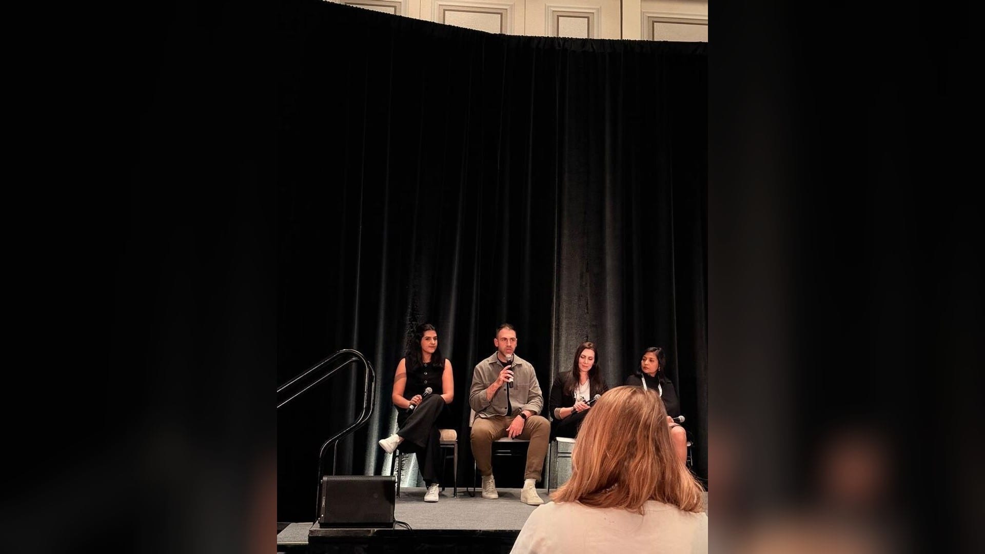 Giovanni Luperti, co-founder and chief executive of Humaans, speaking on a panel at the Ai4 conference in Las Vegas in August 2026