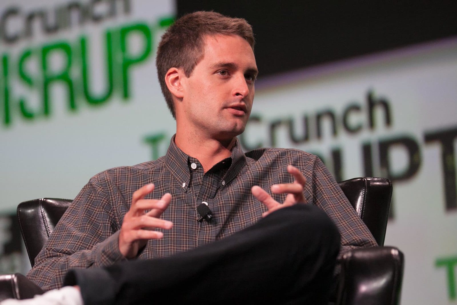 Evan Spiegel speaking on stage