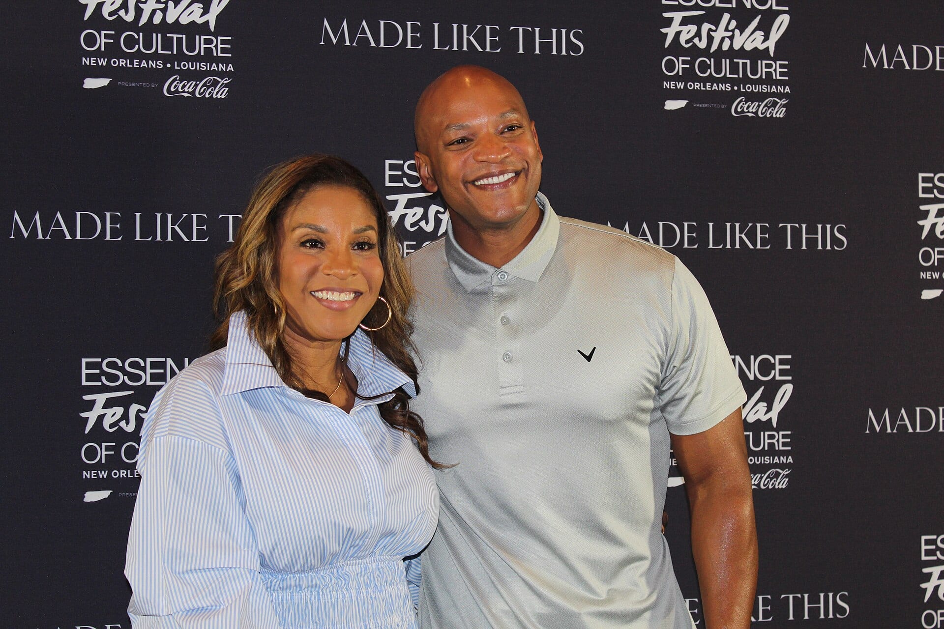 Maryland Governor Wes Moore and First Lady Dawn Moore at the Essence Festival of Culture in New Orleans, July 2025.
