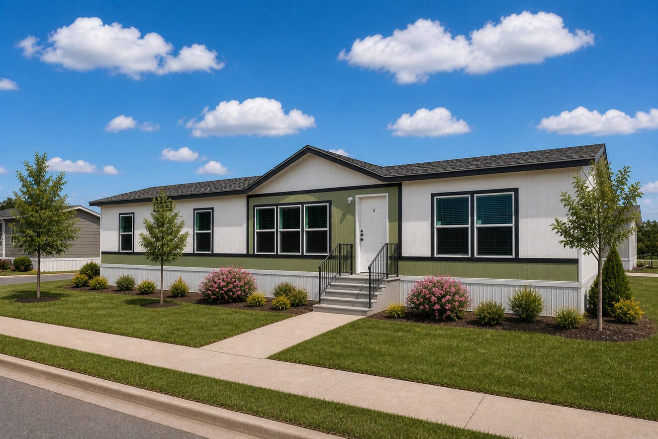 A modern manufactured home built by Cavco Industries
