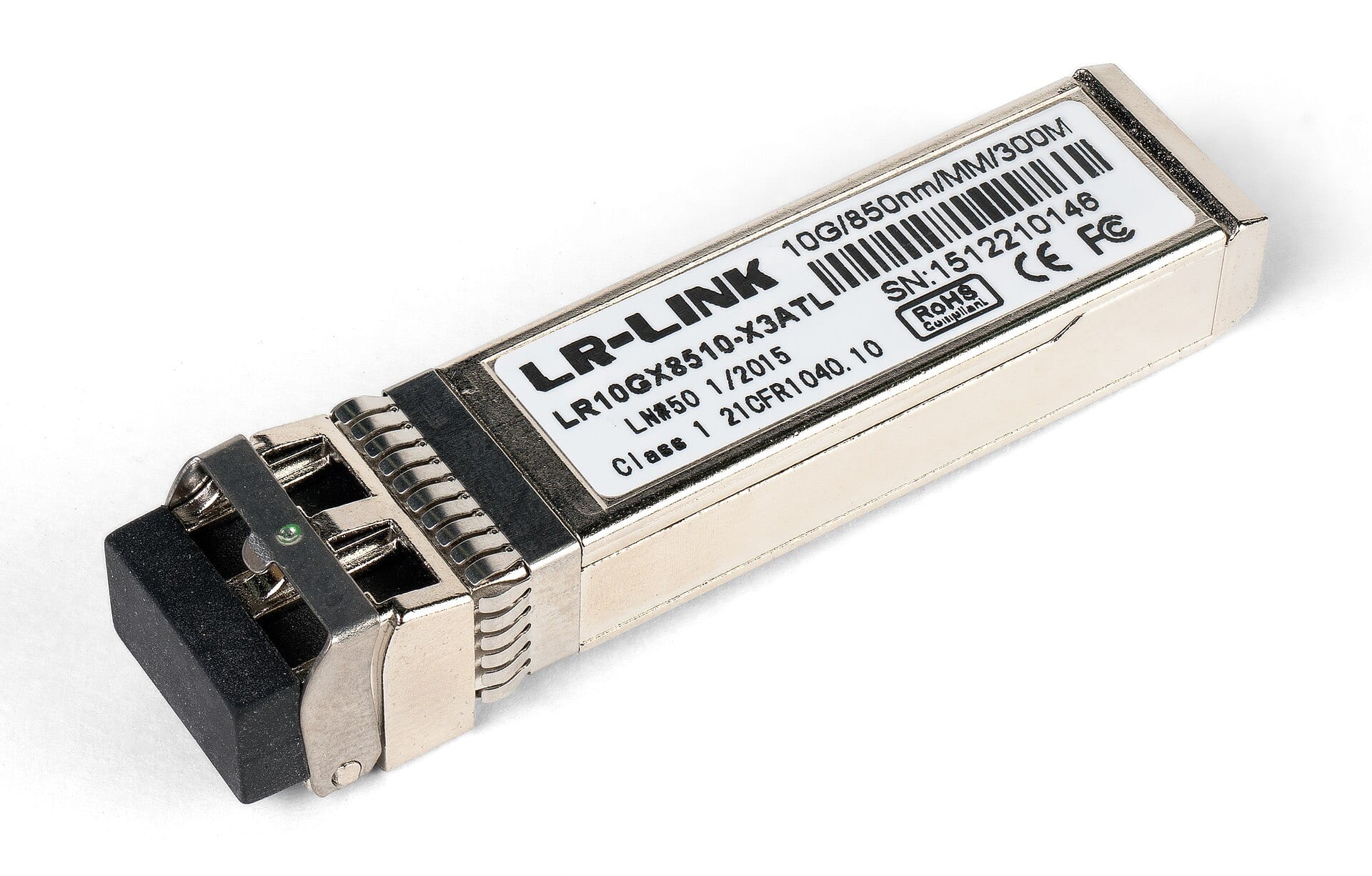 An optical SFP+ transceiver module, the class of component MACOM's 3.2T front-end chipset plugs into