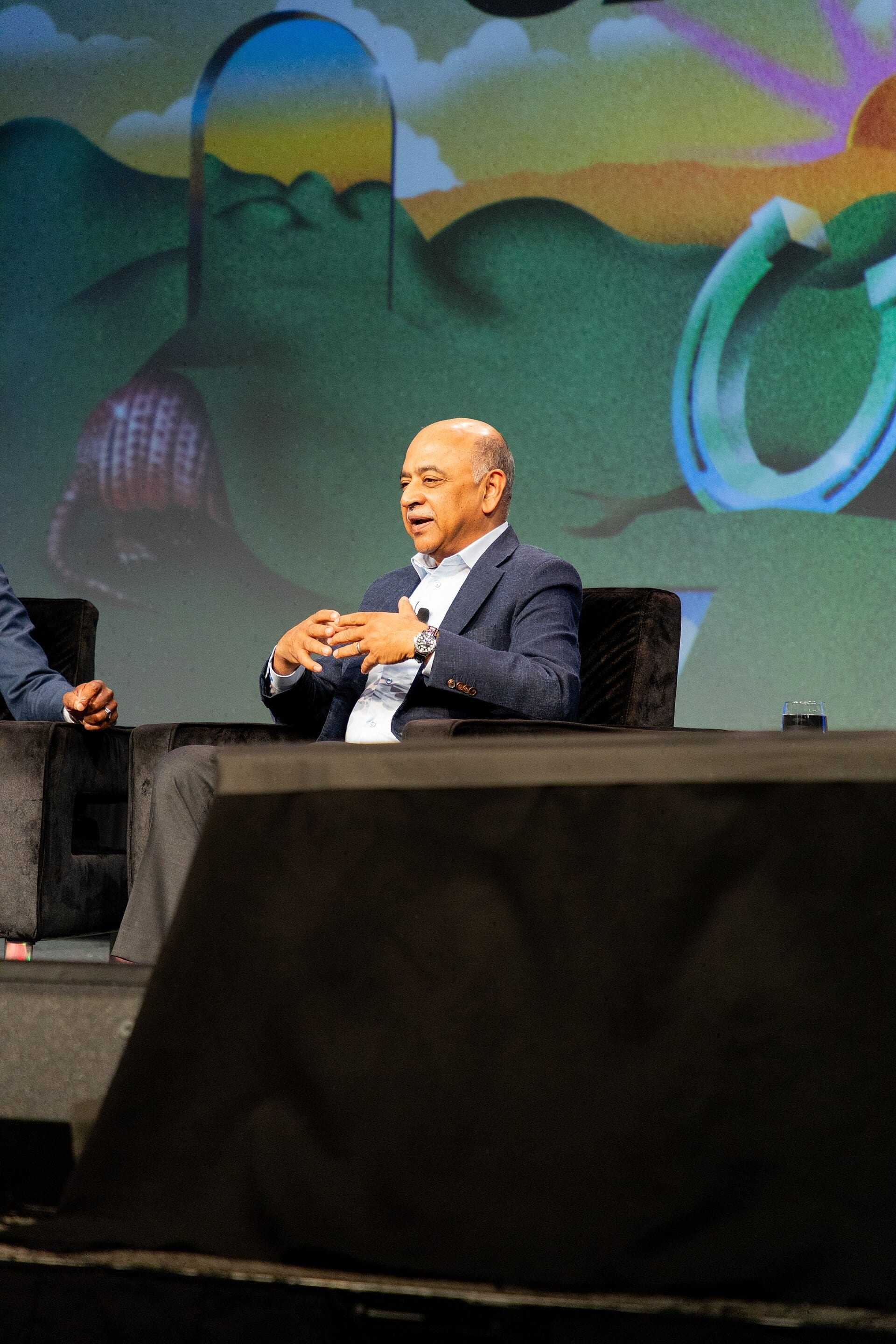 IBM chief executive Arvind Krishna speaking on stage at South by Southwest in March 2025