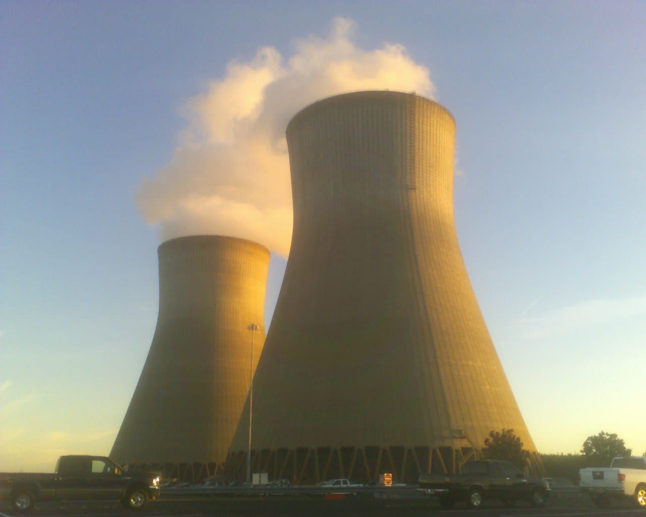 Steam rises from the cooling towers at Plant Vogtle, one of two Georgia nuclear plants slated for Google-funded uprates