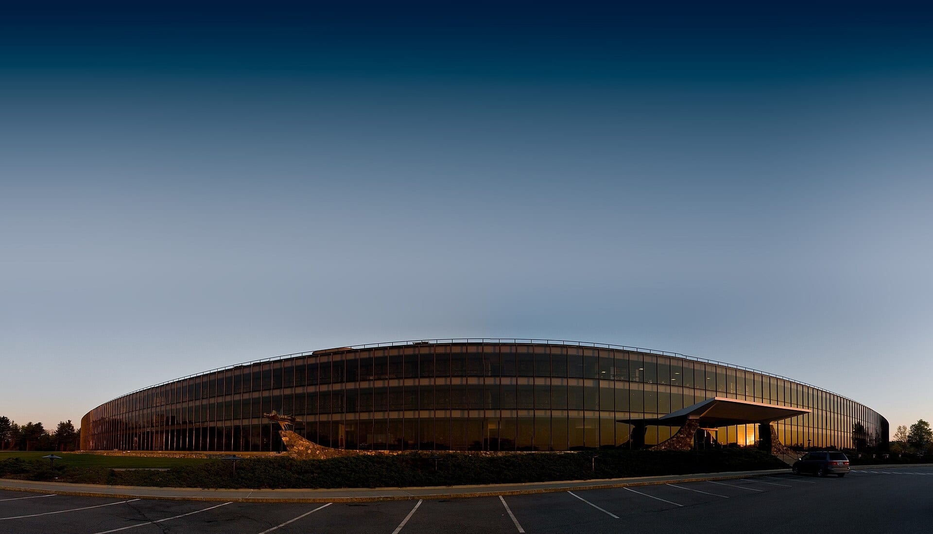 IBM's Thomas J. Watson Research Center at Yorktown Heights, New York, at dusk
