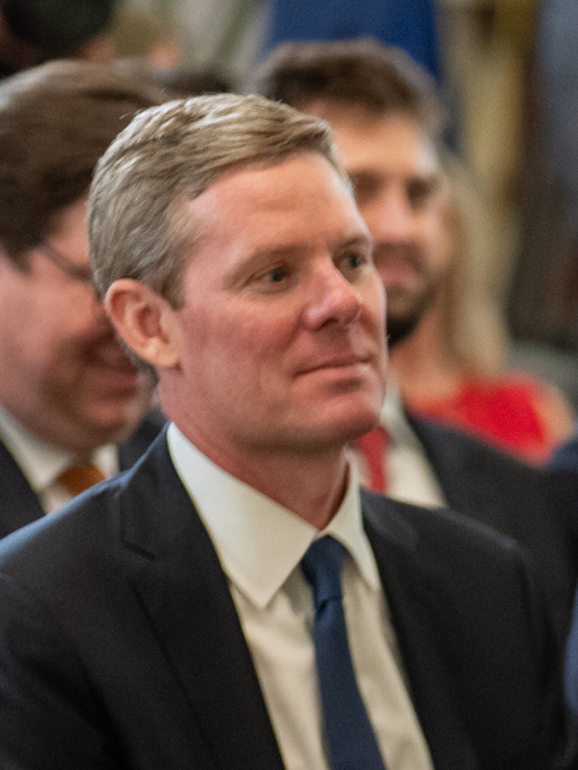 Visa chief executive Ryan McInerney in the crowd at the White House signing of the GENIUS Act, July 2025