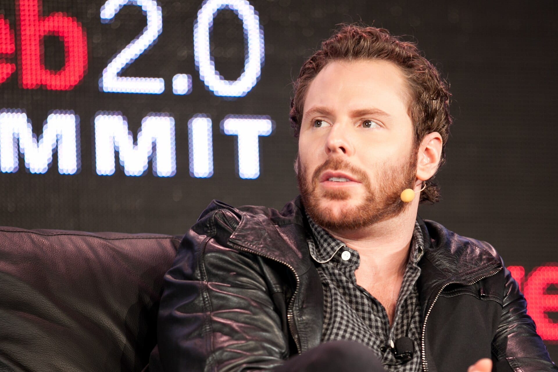 Sean Parker speaking on stage at the Web 2.0 Summit