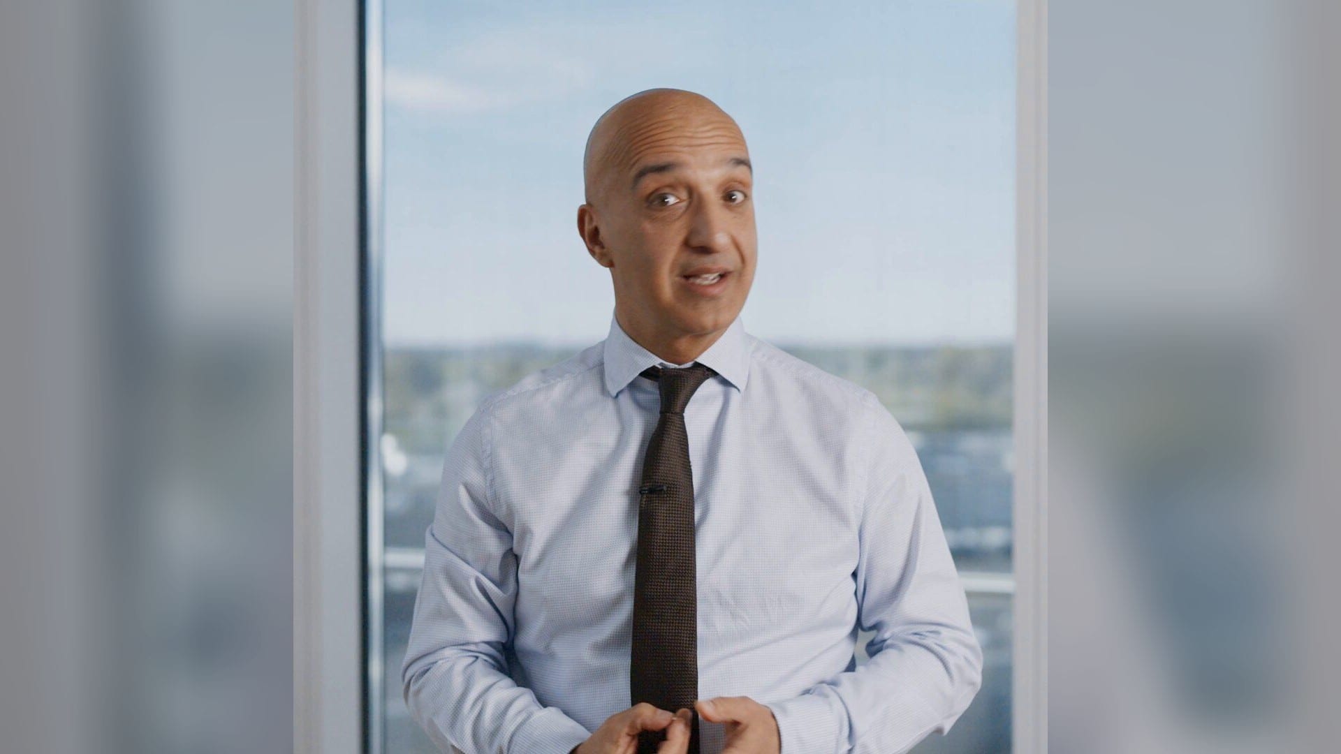 Novo Nordisk chief executive Mike Doustdar speaking in a video address about the company's first-quarter 2026 results