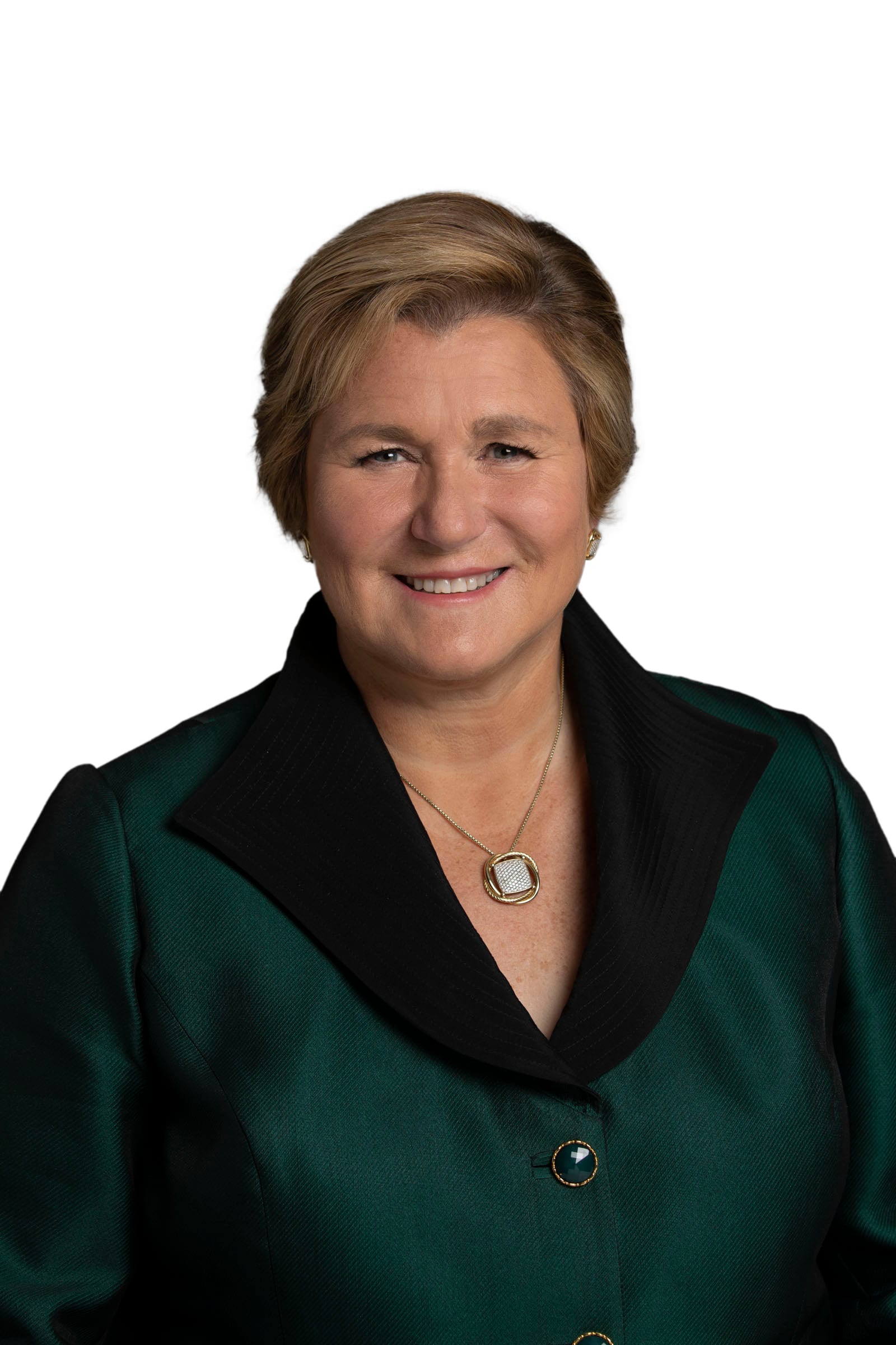 Gail Boudreaux, chief executive of Elevance Health, in a dark green jacket against a white background