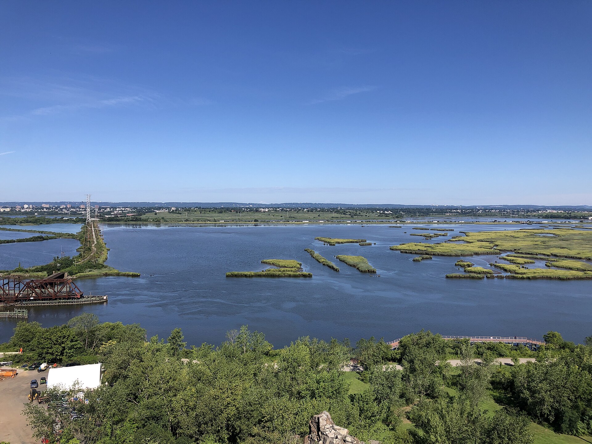 Tidal marsh islands in the Hackensack River near Secaucus, New Jersey.