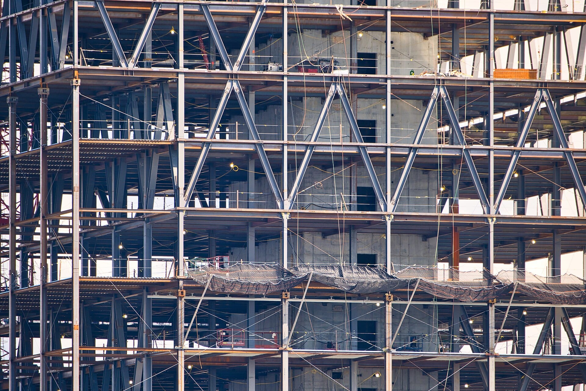 Steel frame of a large computing facility under construction