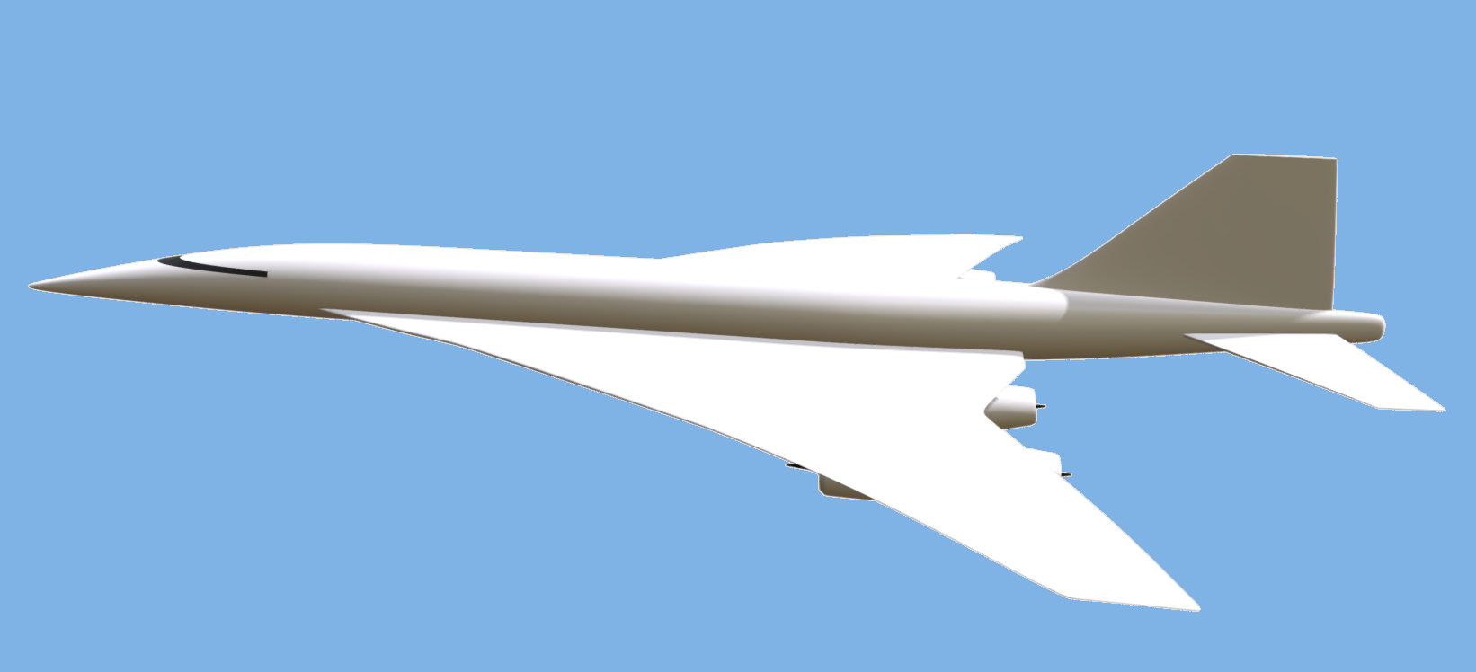Rendering of Boom Supersonic's Overture supersonic airliner in flight