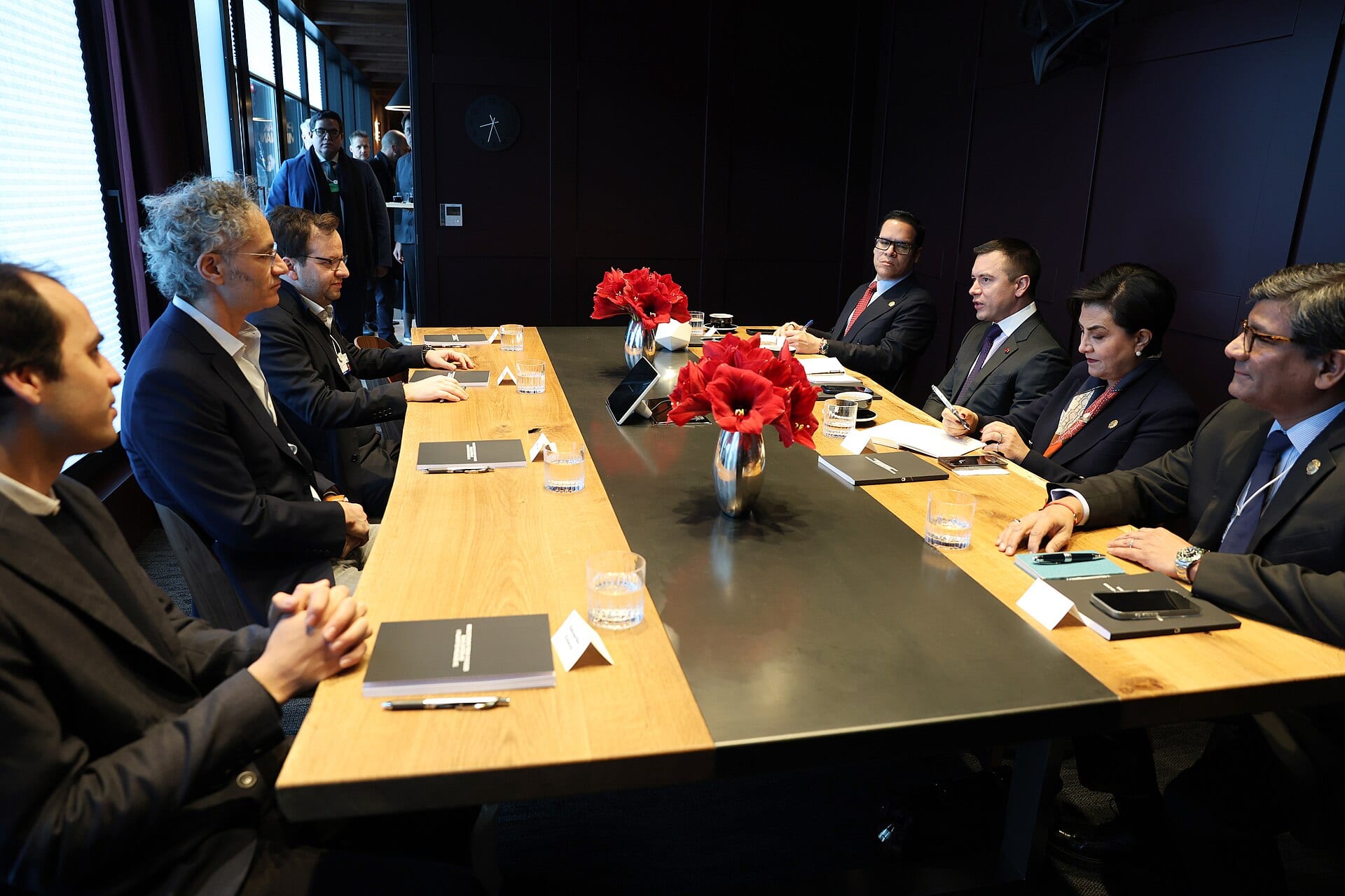Palantir chief executive Alex Karp in a meeting with government officials at Davos in January 2026