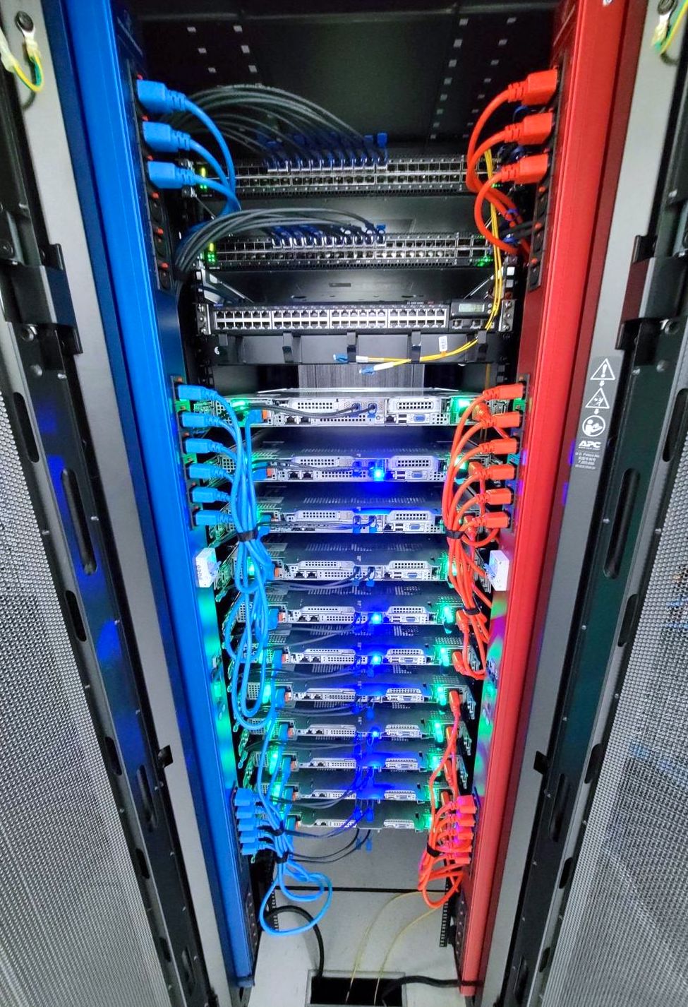 Power distribution units feeding a data center server rack