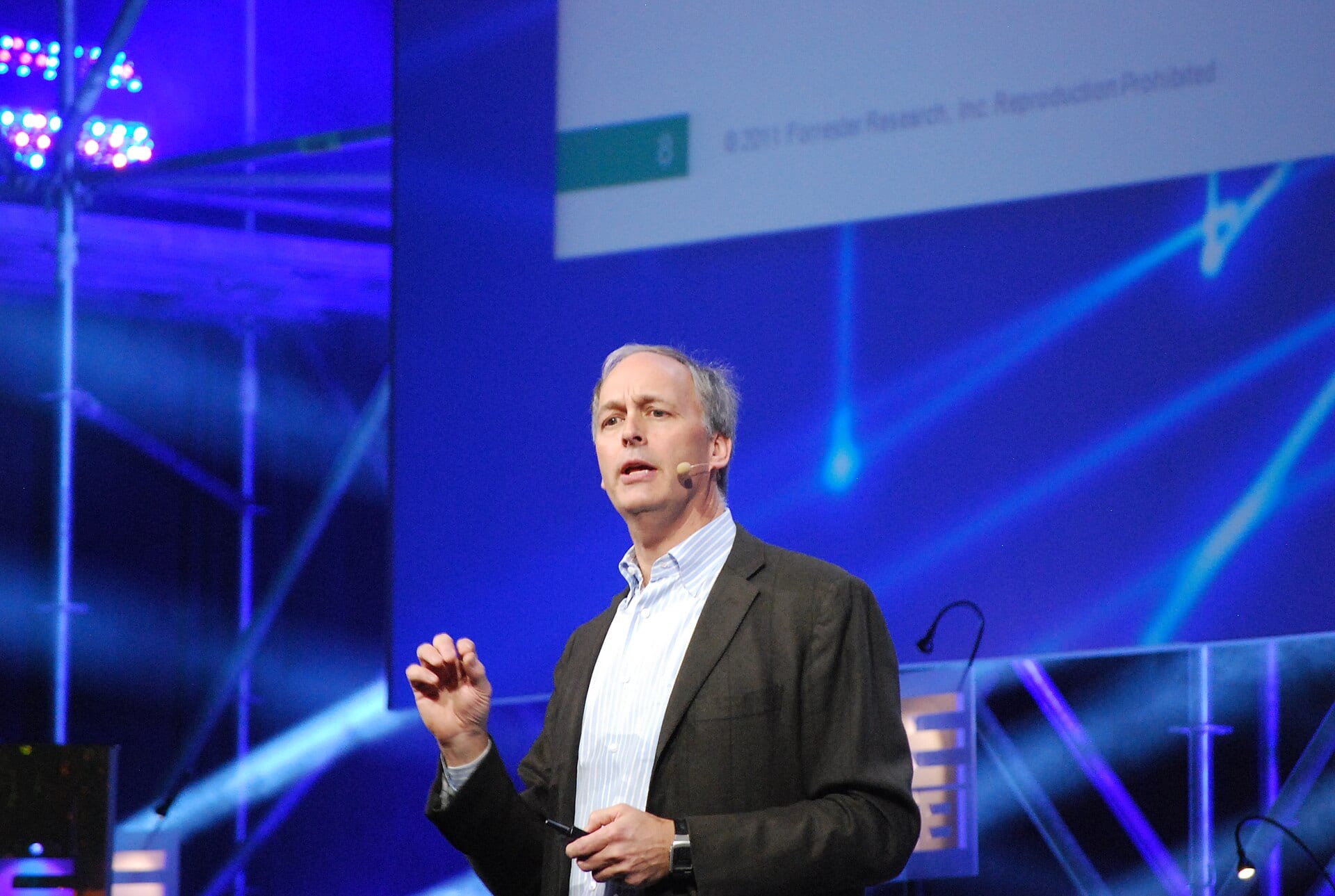 George Colony, chairman and chief executive of Forrester Research, speaking on stage at a Forrester event