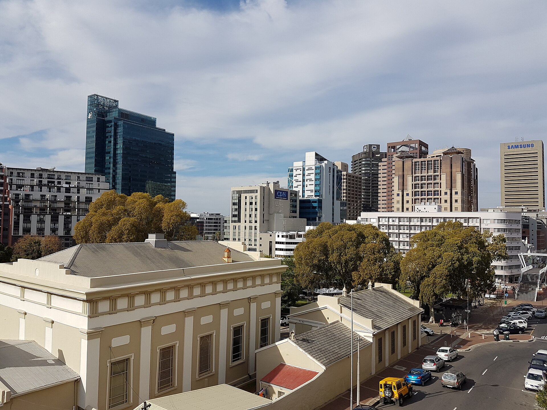 Cape Town inner-city apartment towers and offices seen from De Waterkant