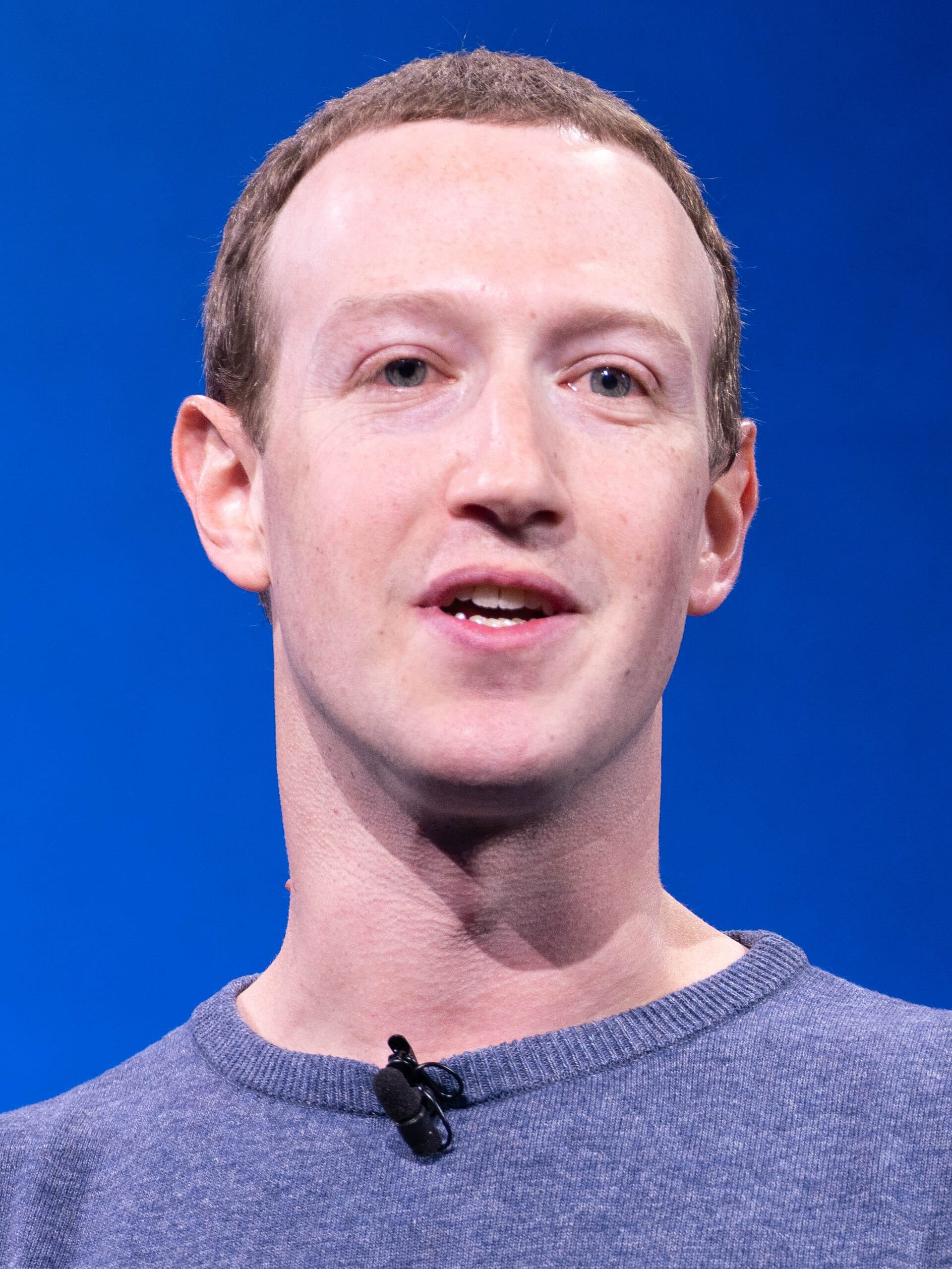 Mark Zuckerberg speaking on stage at Facebook's F8 developer conference in 2019