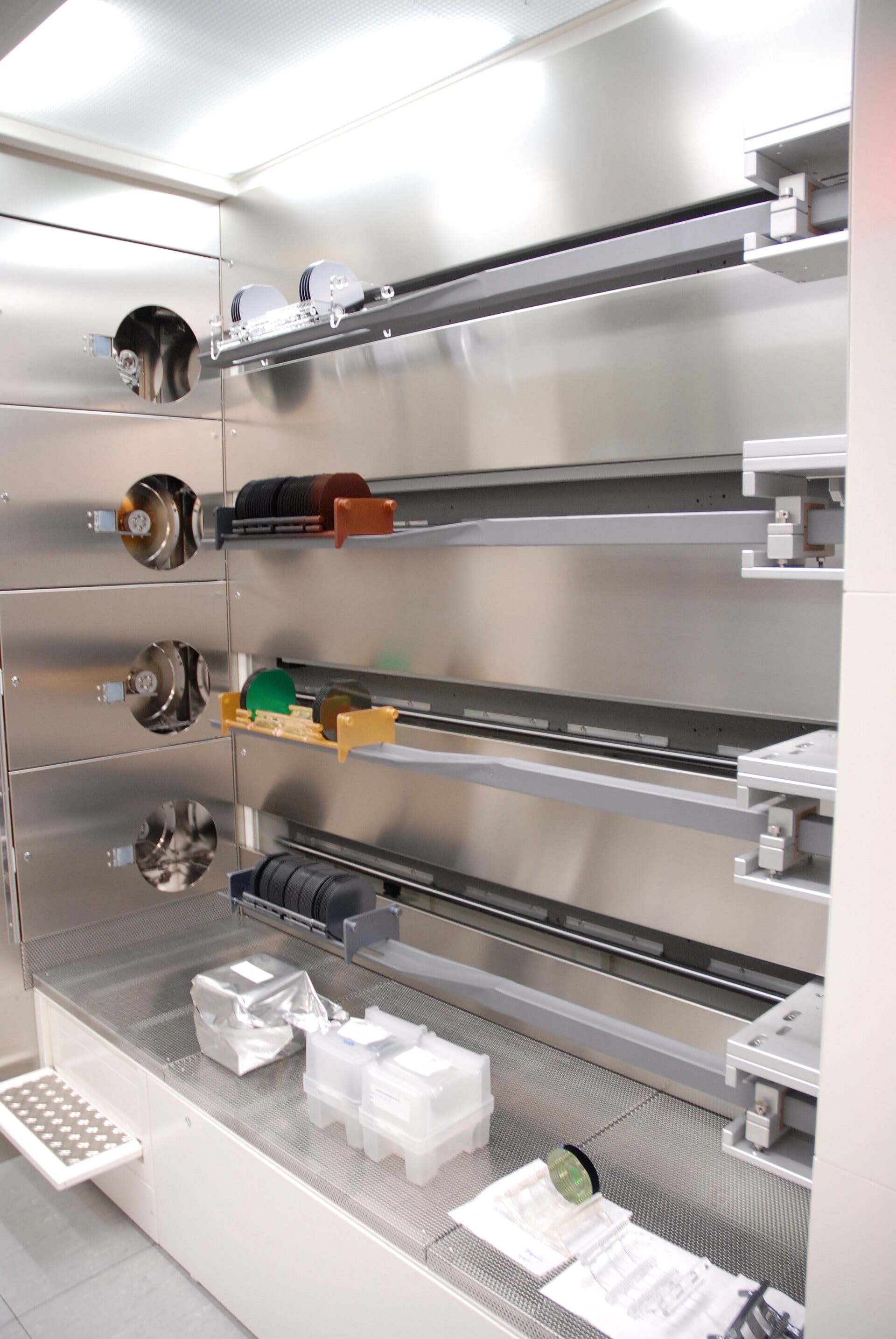 A centrotherm diffusion furnace loaded with semiconductor wafers in a cleanroom