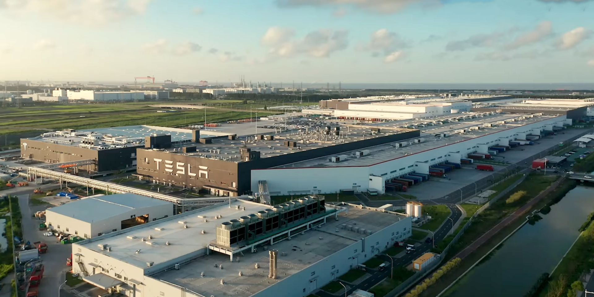 Aerial view of Tesla's Gigafactory Shanghai in 2024