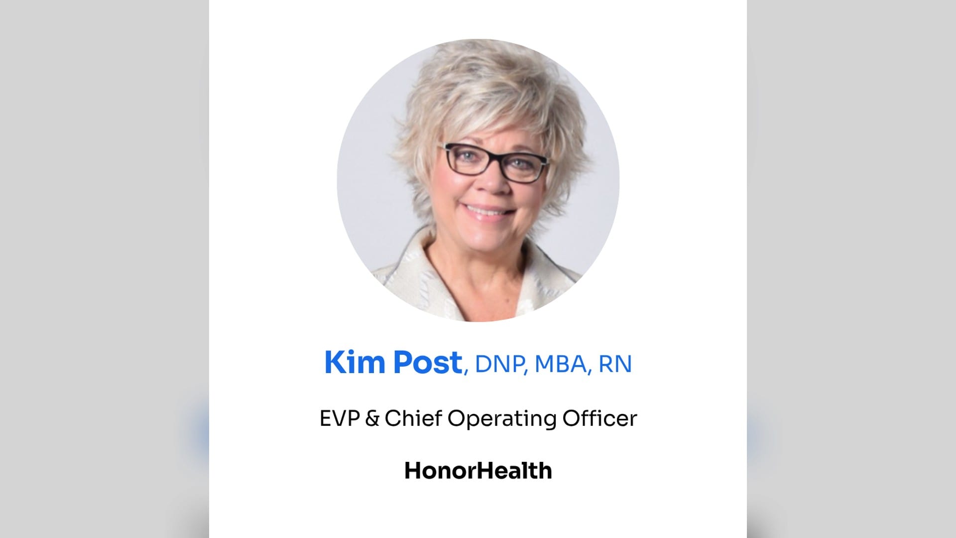 Kim Post, chief operating officer of HonorHealth