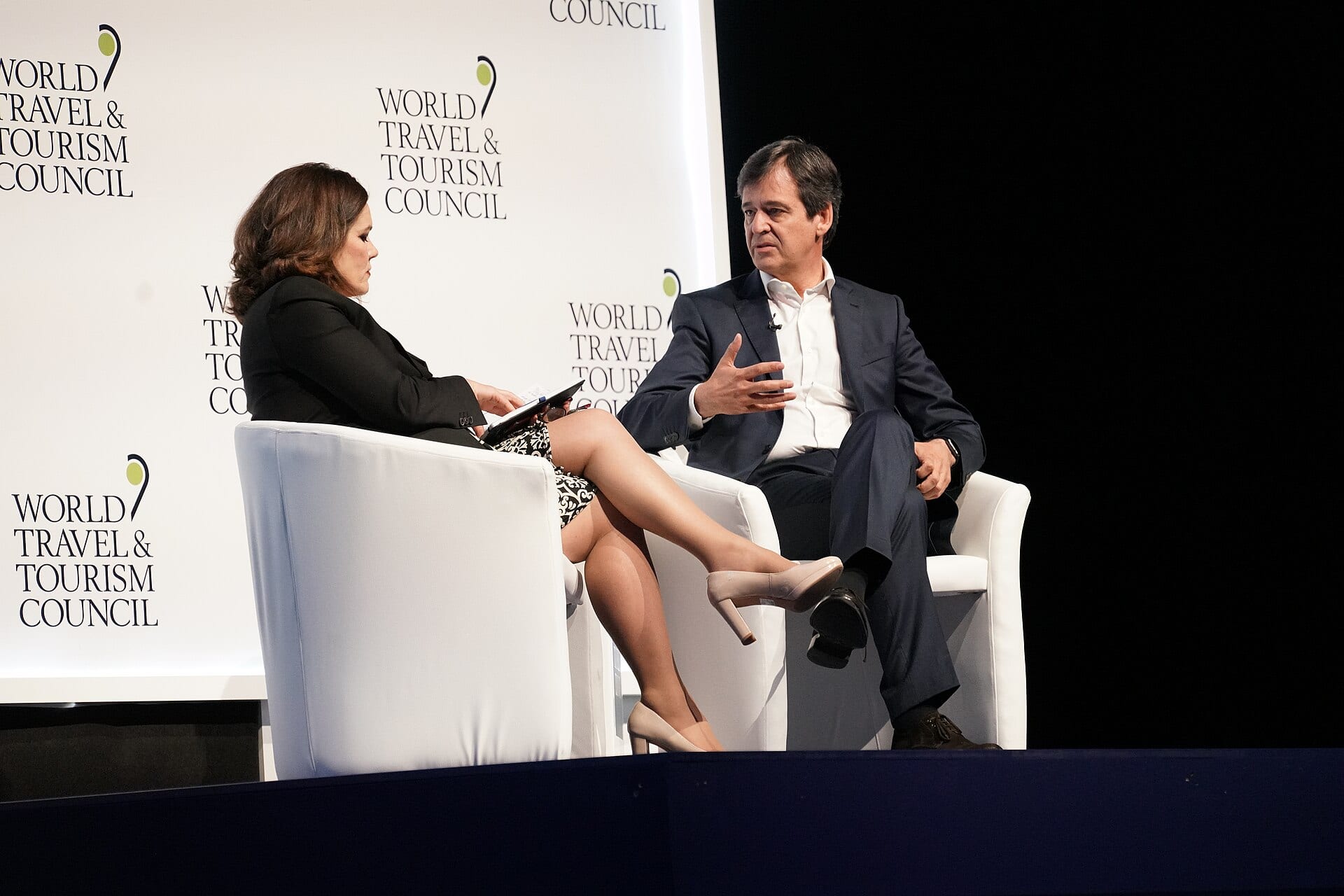 Luis Maroto, Amadeus's president and chief executive, speaking on stage at the World Travel and Tourism Council Global Summit