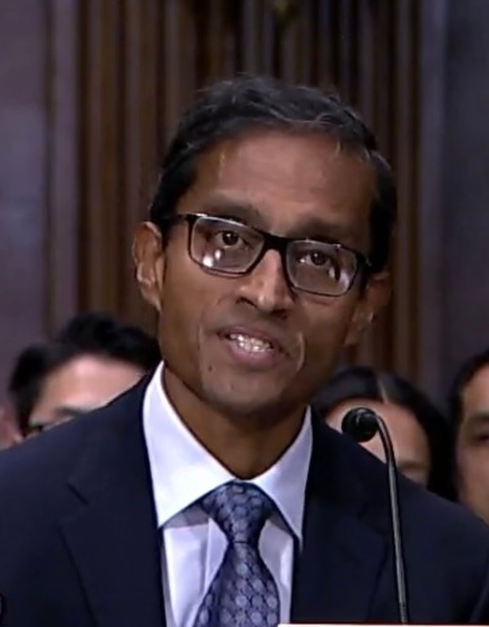 Arun Subramanian speaking at his Senate Judiciary Committee confirmation hearing