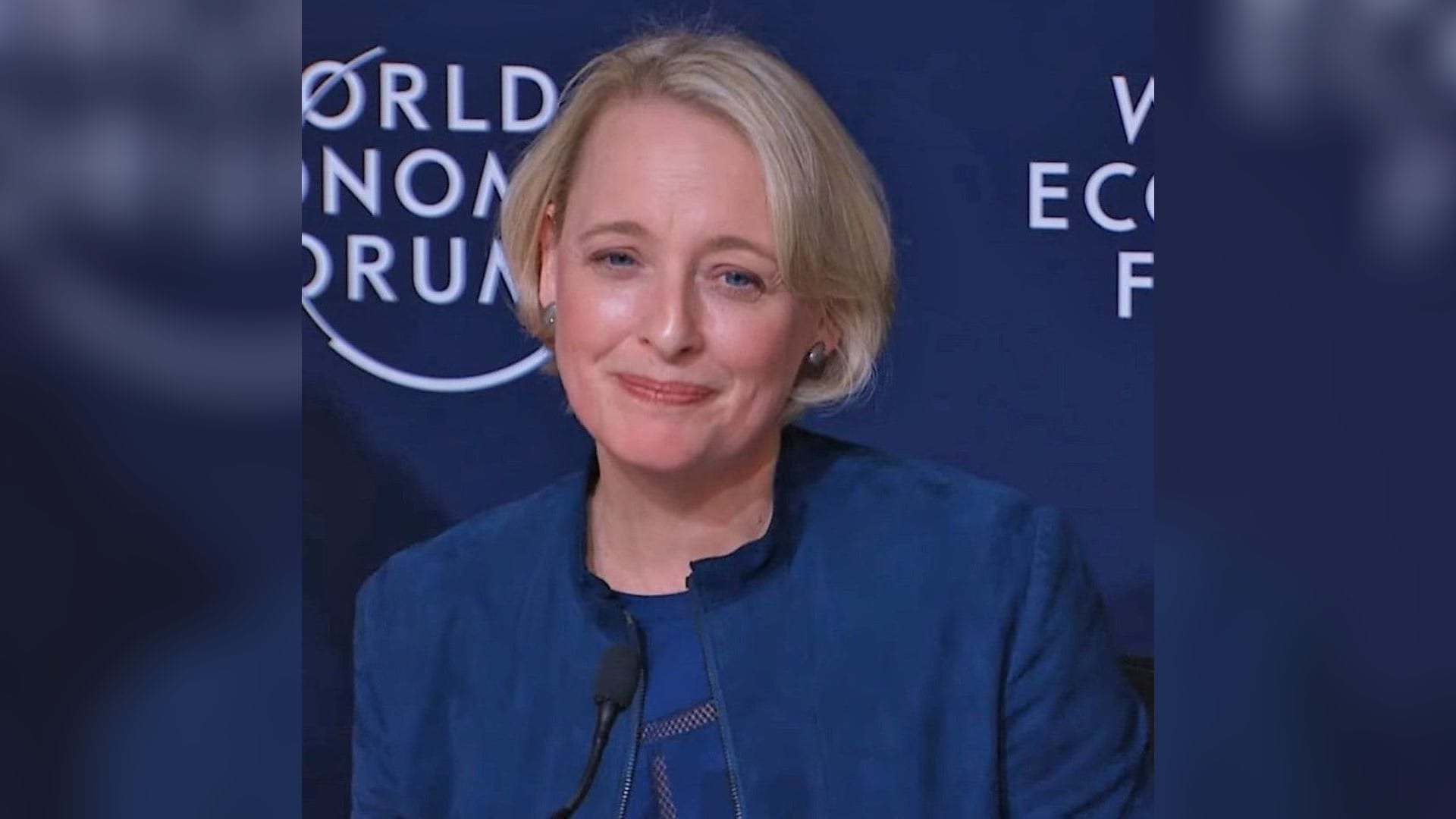 Julie Sweet, chief executive of Accenture, speaking at the World Economic Forum.