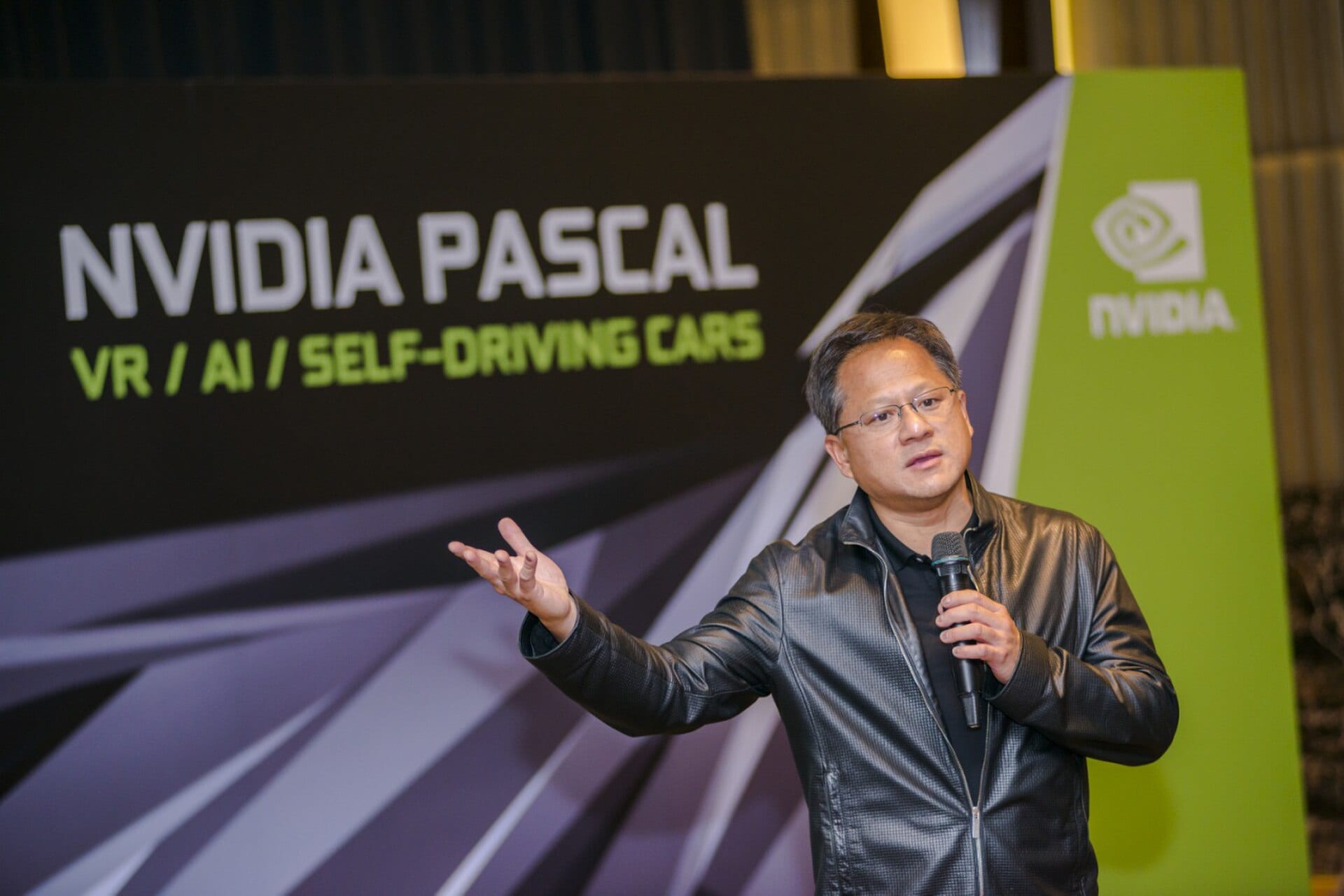 Nvidia chief executive Jensen Huang speaking on stage at Computex in Taipei