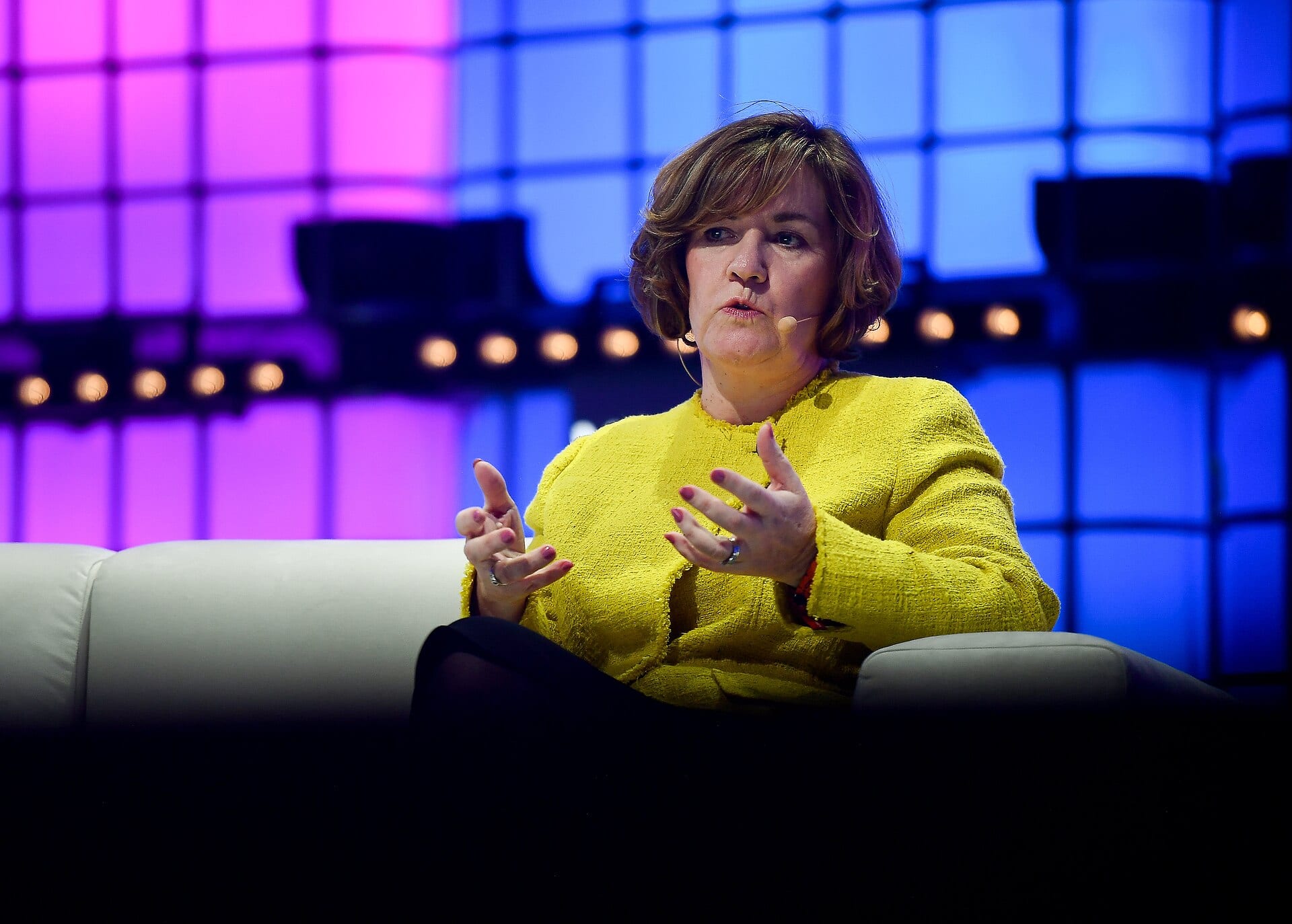 Adaire Fox-Martin, chief executive of Equinix, speaking on stage at a technology conference.