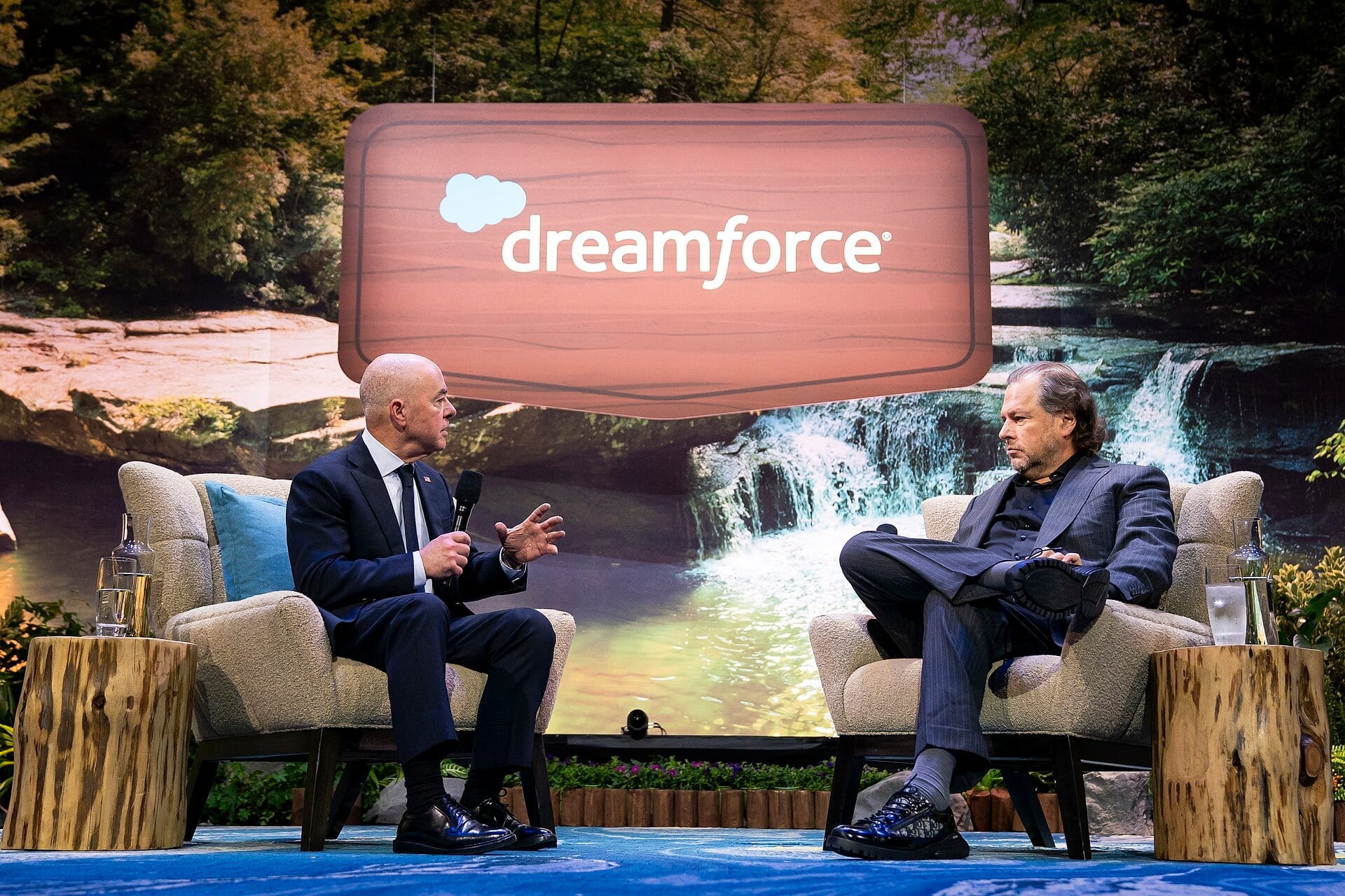 Salesforce chair and chief executive Marc Benioff speaking on stage at Dreamforce