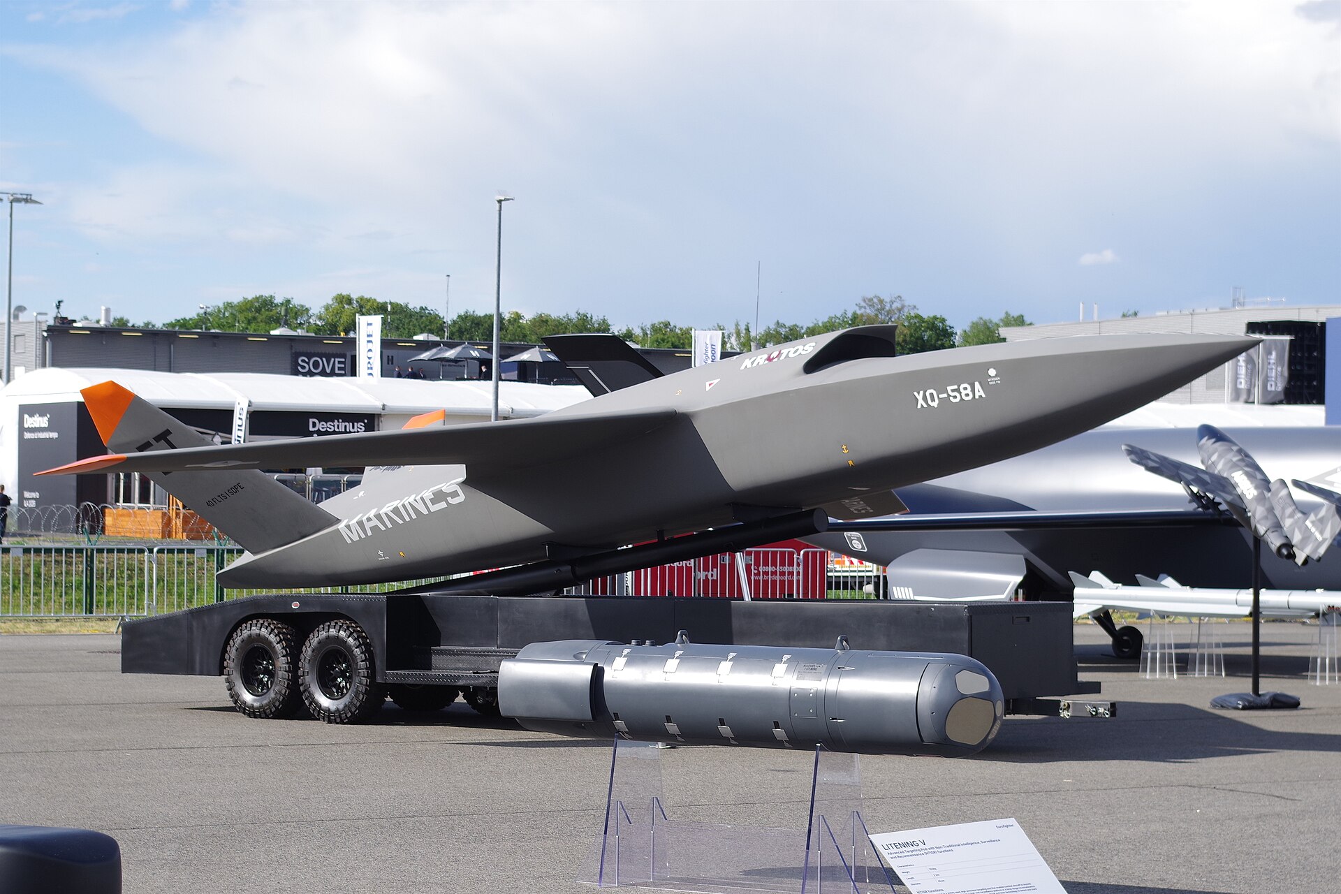 Kratos XQ-58A Valkyrie mockup on display at the ILA air show in Berlin in June 2026