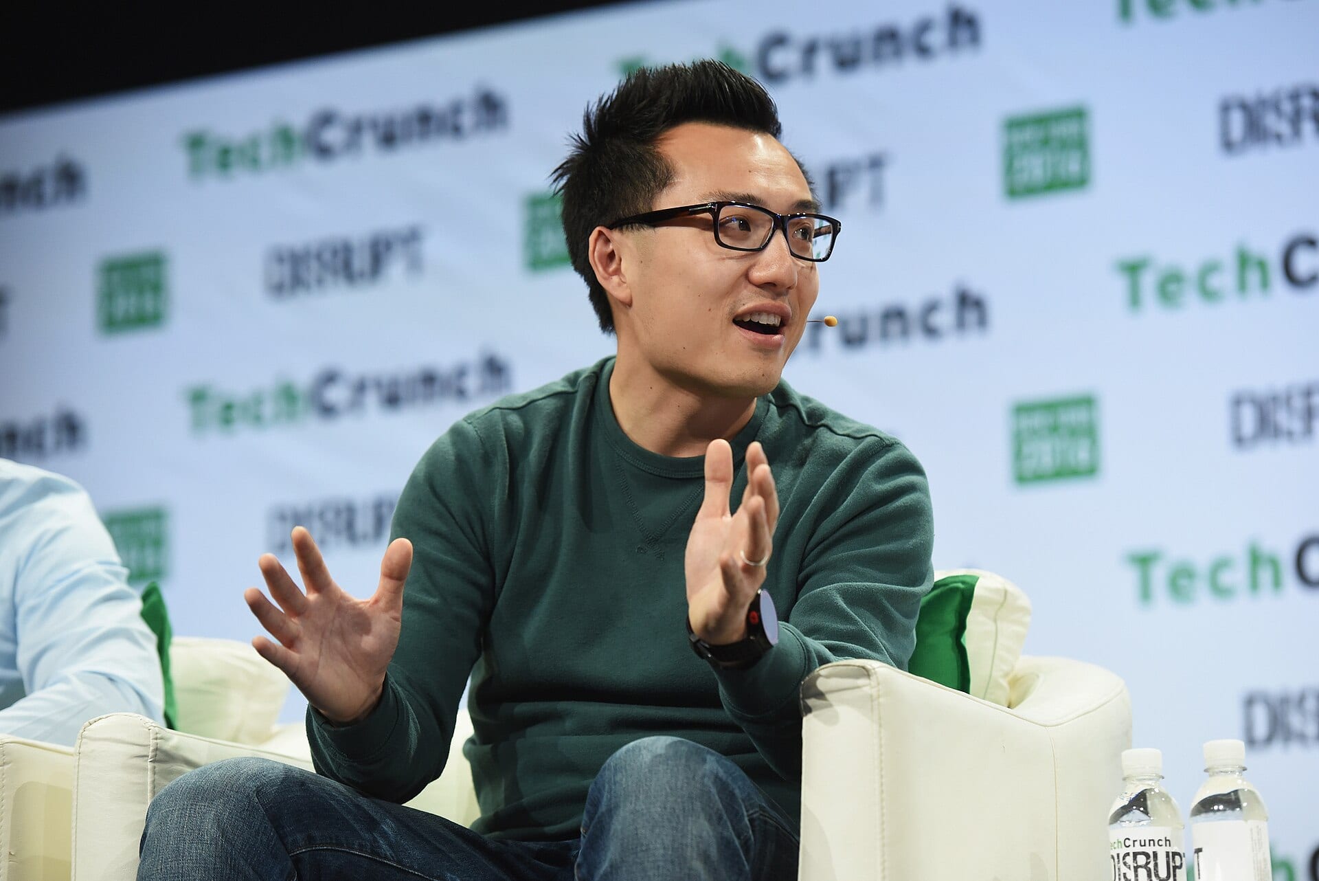 Tony Xu, co-founder and chief executive of DoorDash, speaking on stage