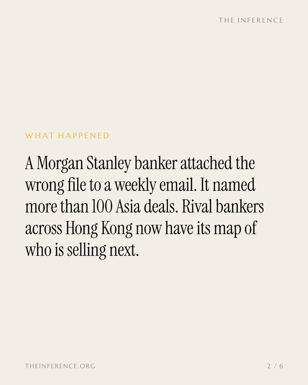 Morgan Stanley leaked 100 Asia deals into Hong Kong's richest quarter ever — slide 1