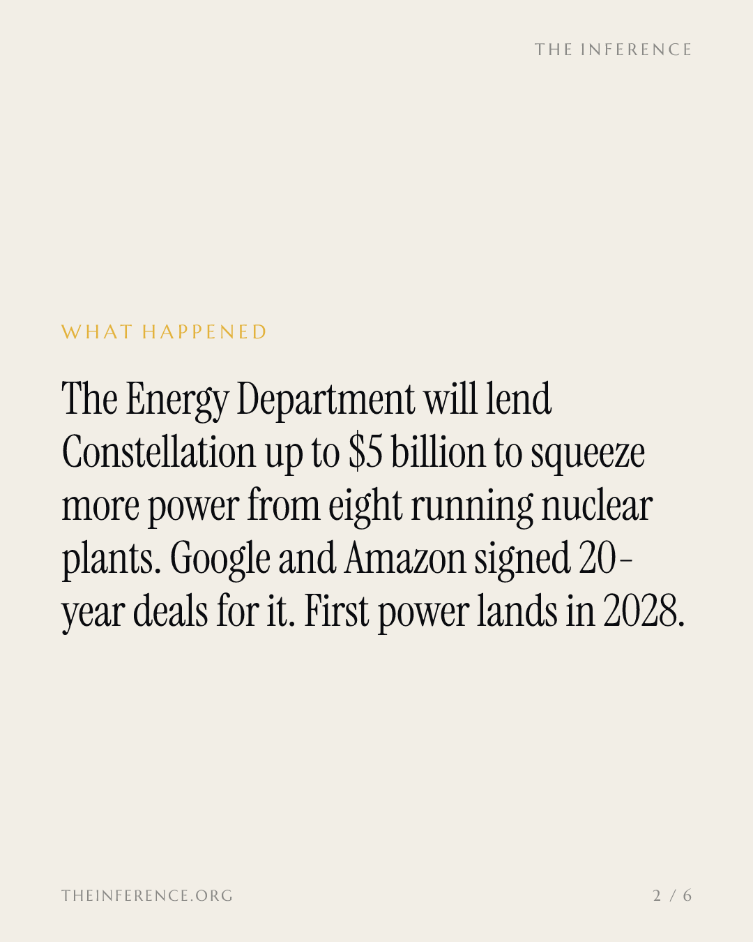 DOE offers Constellation up to $5 billion to add nearly 1.1 gigawatts at running reactors for Google, Amazon — slide 1