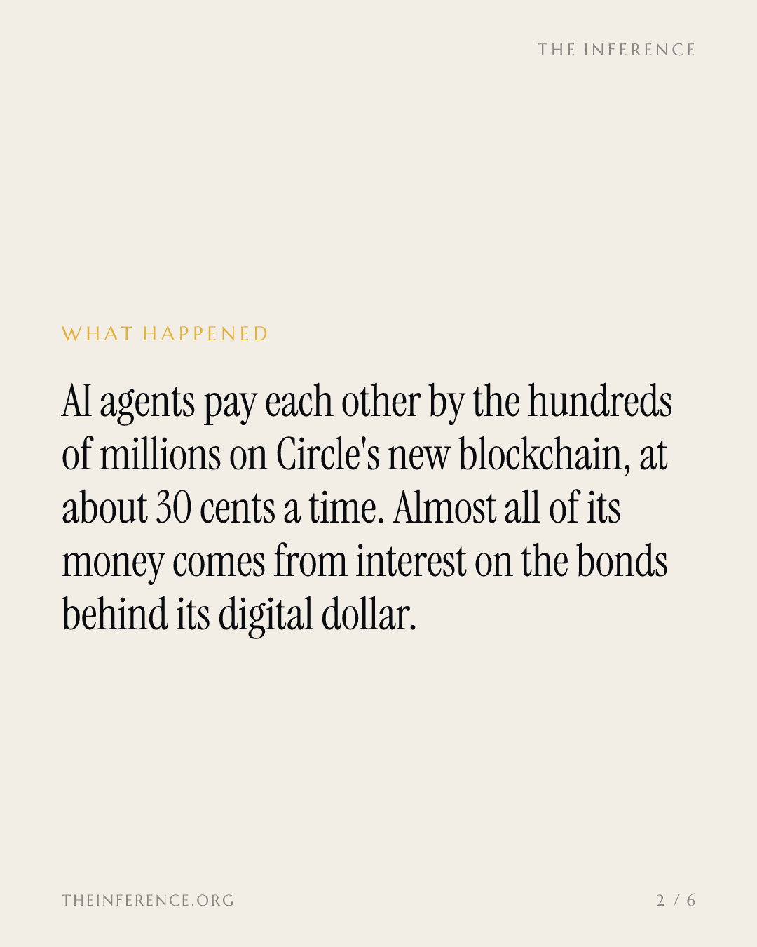 Circle built a blockchain for AI agents to pay each other; its income is still Treasury yield — slide 1