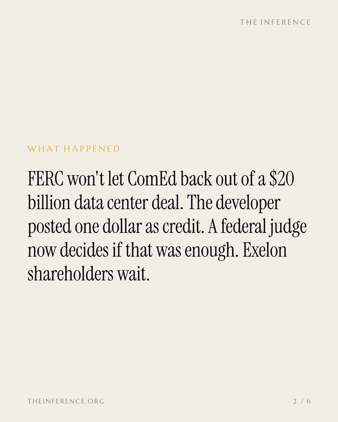FERC keeps ComEd on the hook for a $20 billion data center backed by $1 — slide 1