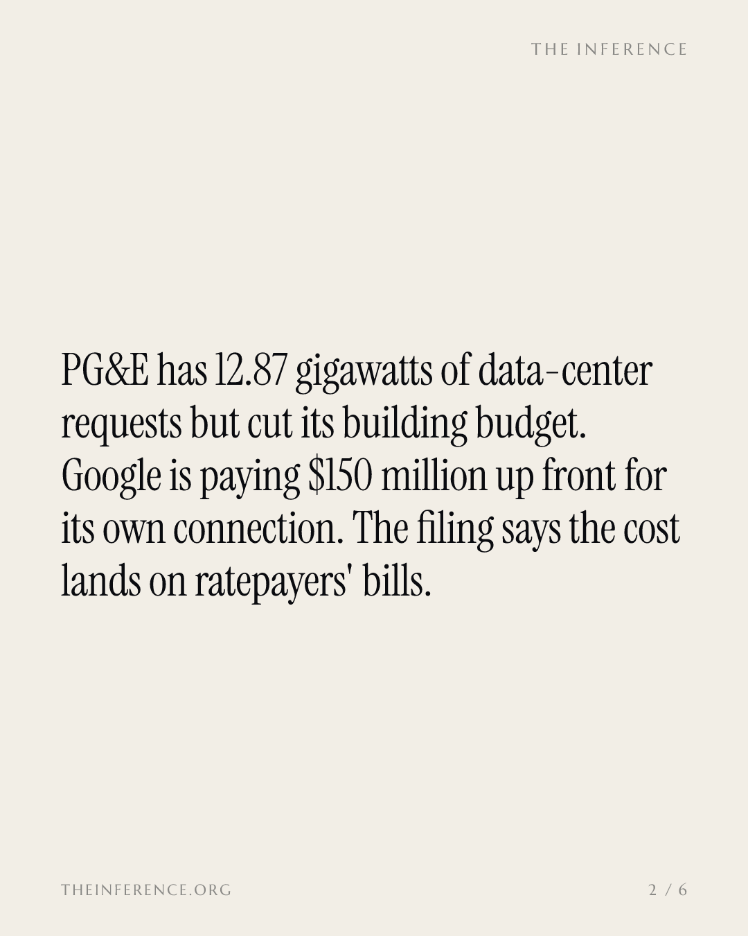 PG&E has a 12.87GW AI power queue and a $2 billion hole, so Google pays first and ratepayers pay later — slide 1