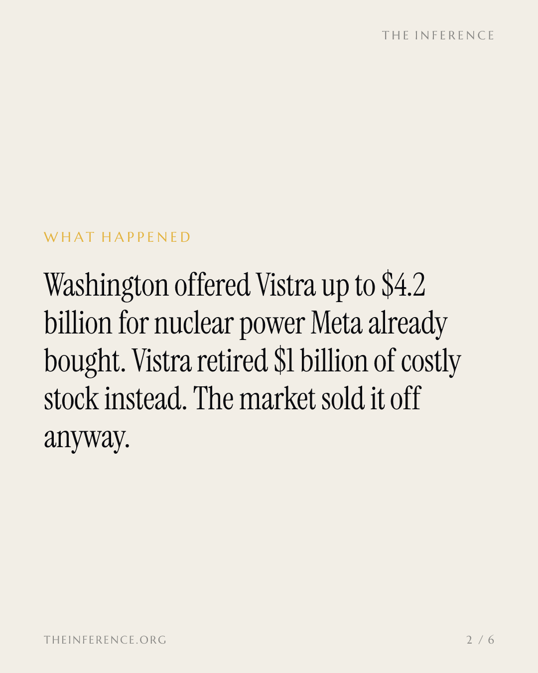 Vistra redeems $1 billion of 8% preferred as the DOE offers up to $4.2 billion for power Meta already bought — slide 1