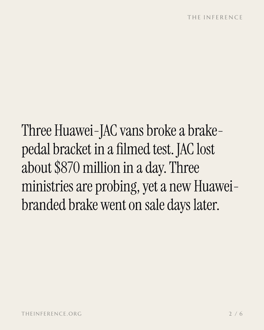 Three snapped brake pedals and a probe, then Huawei's brakes go on sale — slide 1