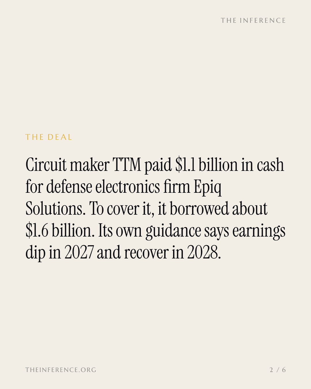 TTM Technologies borrowed $1.6 billion to buy Epiq Solutions in a deal it calls dilutive to 2027 earnings — slide 1