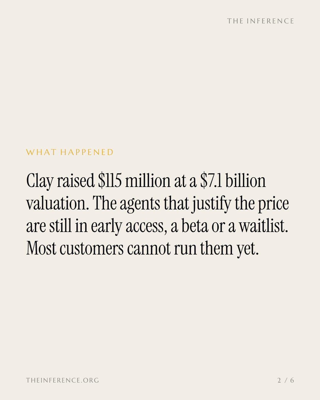Clay's $7.1 billion valuation is priced on agents its customers cannot run yet — slide 1