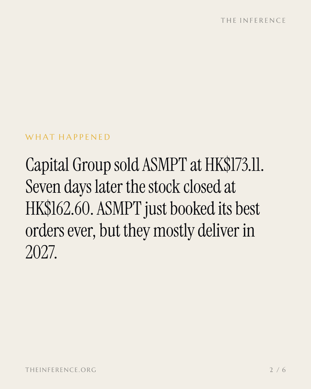Capital Group Sold ASMPT at HK$173.11 Into a Record Book That Converts in 2027 — slide 1
