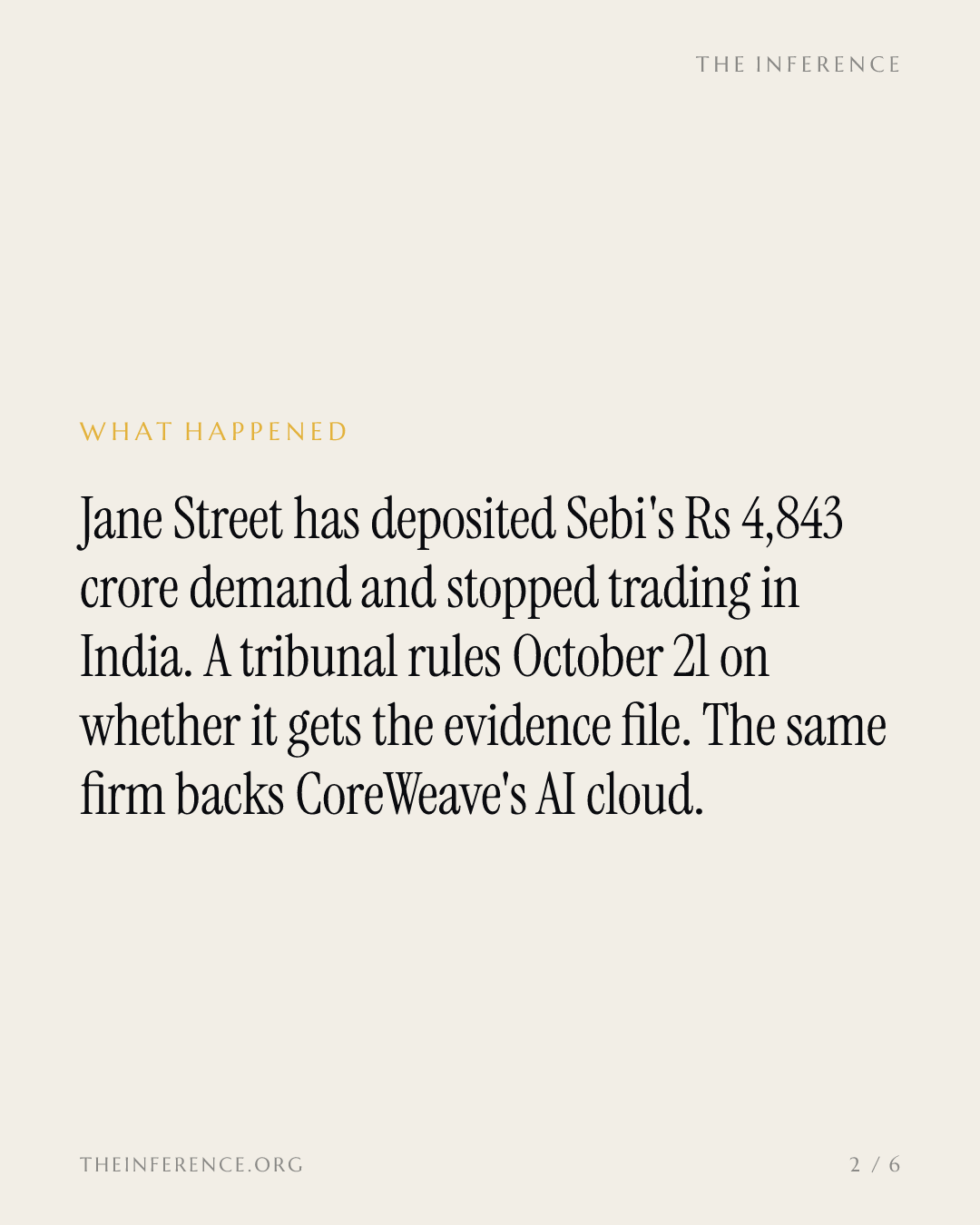Jane Street has deposited Sebi's Rs 4,843 crore demand; a tribunal rules October 21 on what it can see — slide 1