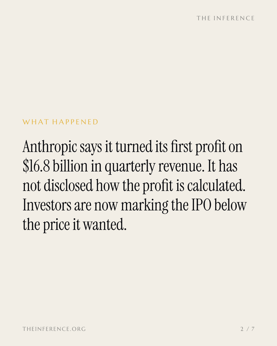 Anthropic told investors it turned its first profit as OpenAI races to raise $30 billion — slide 1