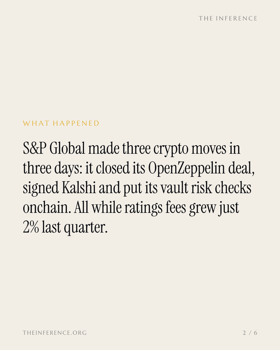 S&P Global bought OpenZeppelin and signed Kalshi while ratings fees grew just 2% — slide 1