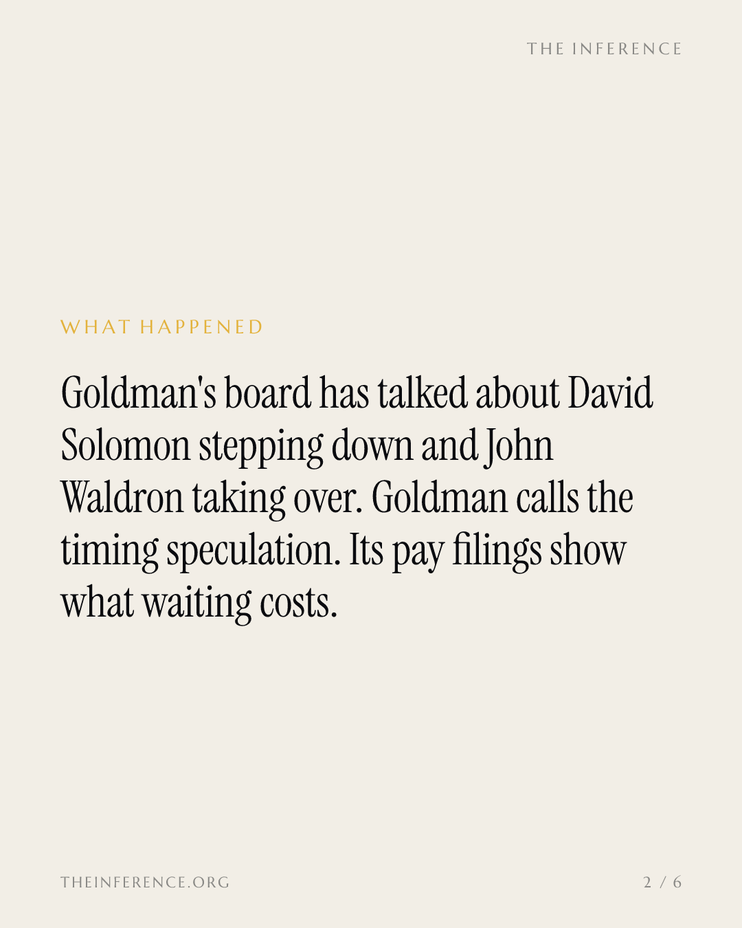 Goldman's succession math: $80m to hold the heir, records to hold the incumbent — slide 1